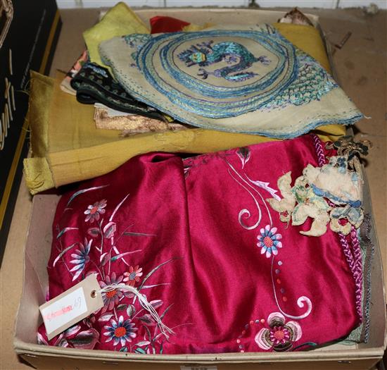Group of Chinese silk embroidered silk panels etc